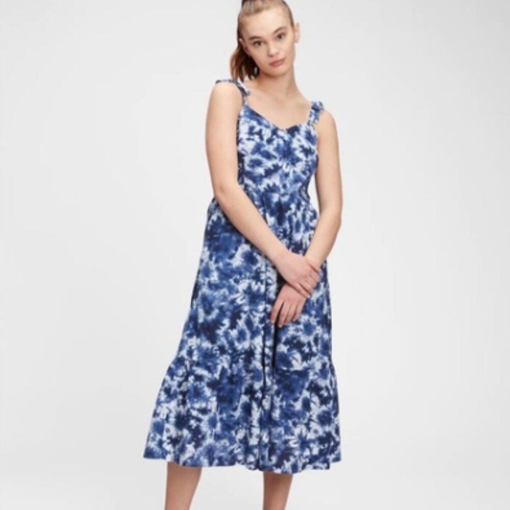 Gap Tie-Dye Cotton Sundress – Navy/White, Size 4